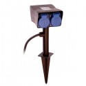 4x garden outlet with ground spike, exterior socket IP44